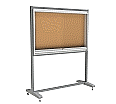 Info-Vitrine, fahrbar, 190 cm hoch, 160x12 cm (B/T), Rückwand: Kork, aus der Kategorie Informationsvitrinen Innen freistehend