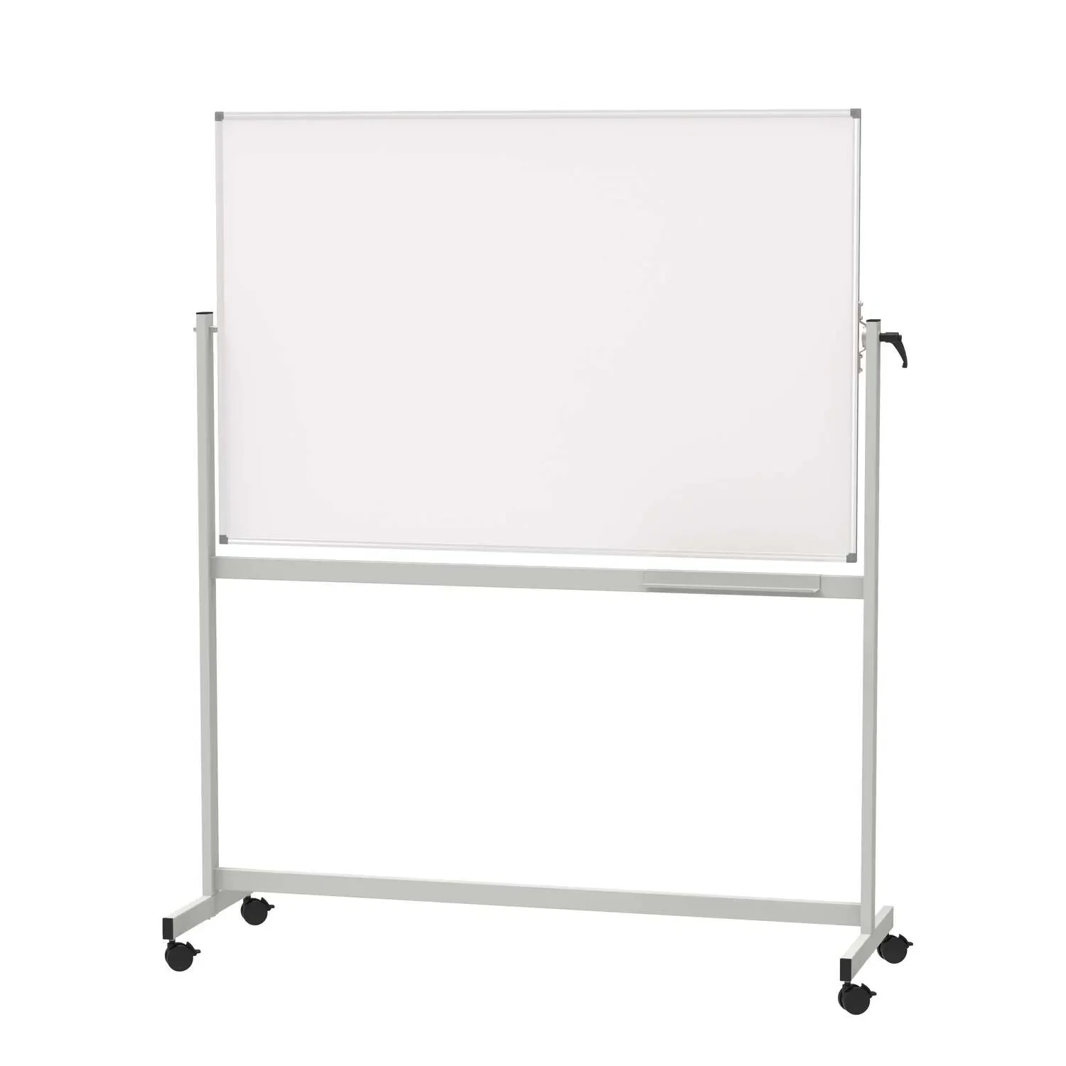 Drehtafel fahrbar, 150x100 cm, Vierkantgestell, beidseitig Stahlemaille weiß aus der Kategorie Fahrbare-Tafeln