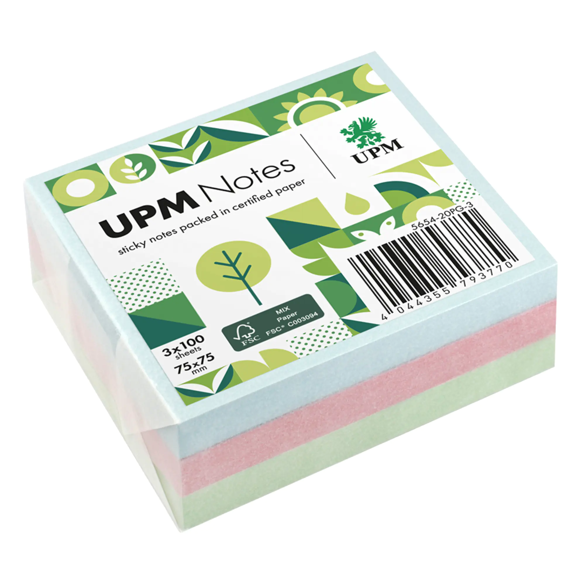 UPM Notes Haftnotiz Pastell 75x75mm 100Bl. sort. 3St. aus der Kategorie Haftnotizen & Notizzette
