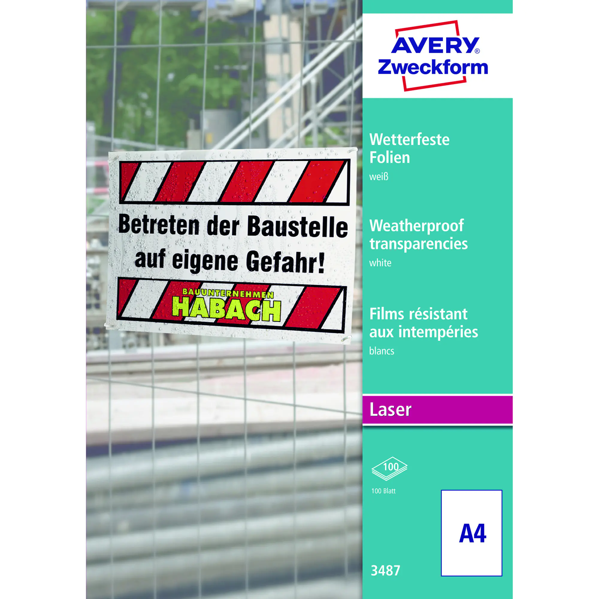 Avery Zweckf. Laserfolie 210x297mm wetterfest 100 St. aus der Kategorie Präsentationsfolien