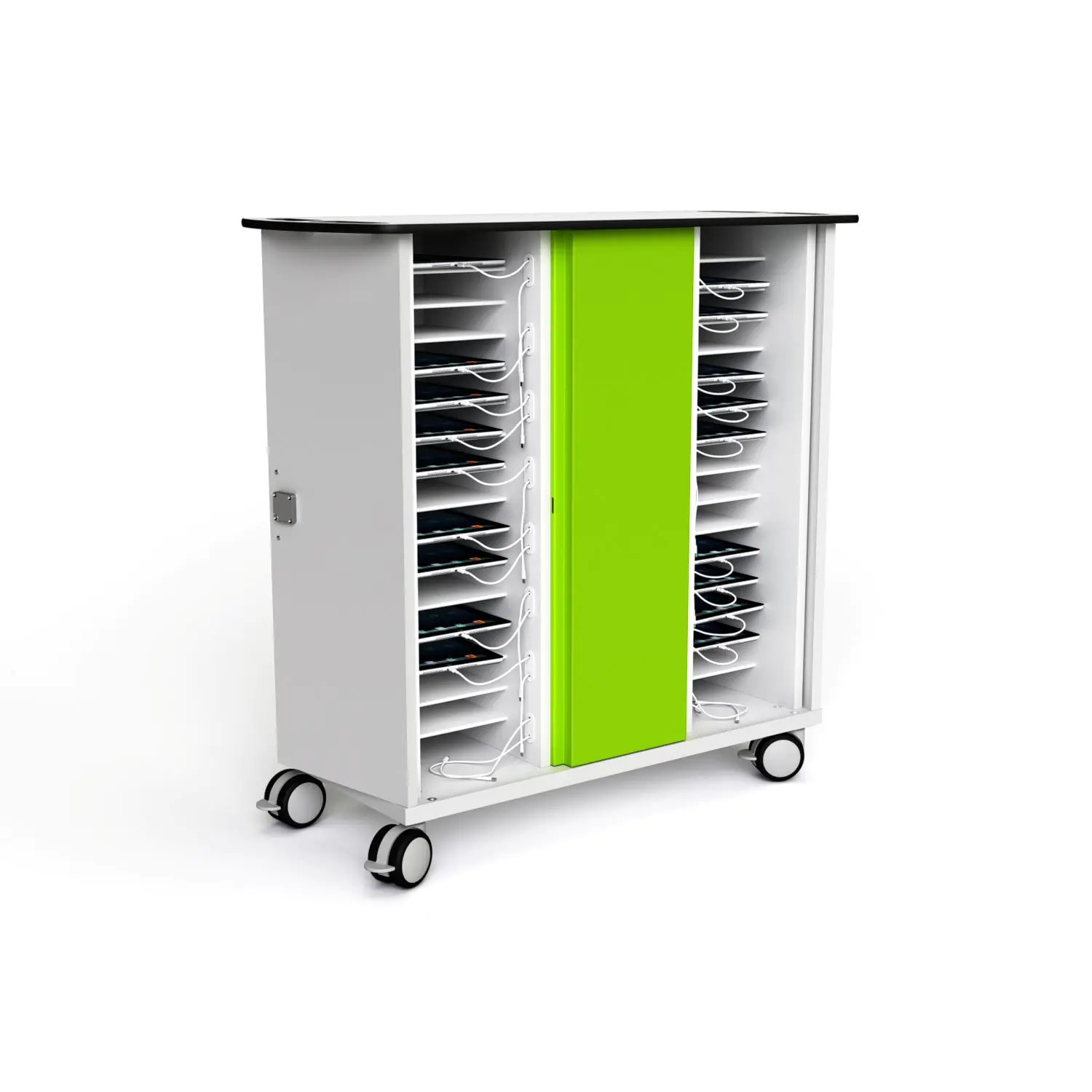 Ladewagen für 32 Geräte, USB-C Steckdose, B/H/T 95x92x41 cm, fahrbar, abschließbar aus der Kategorie Funktionale Tische