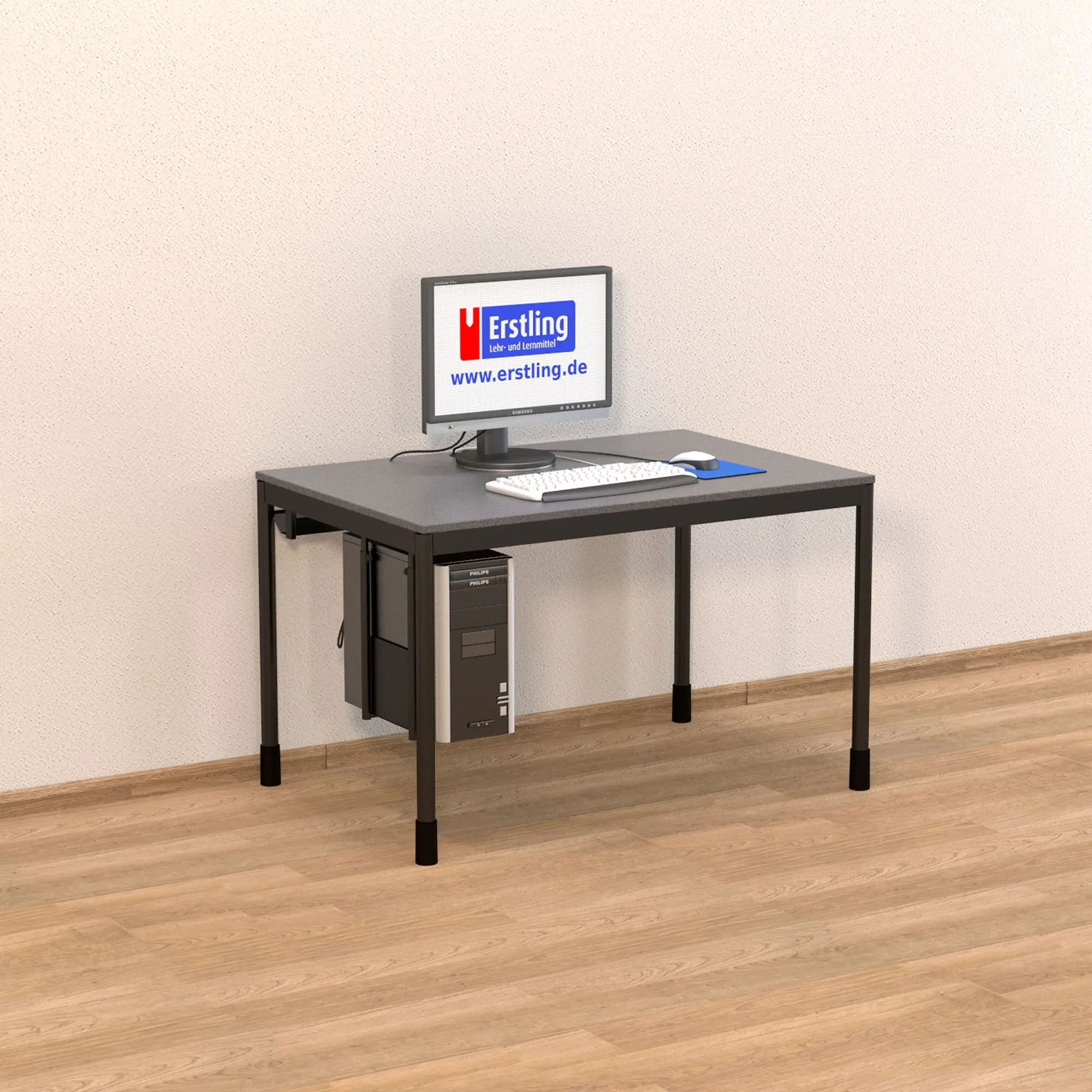 EDV-Tisch, 120x80 cm (B/T), 72 cm hoch, offener Blechkabelkanal, aus der Kategorie EDV-Tische