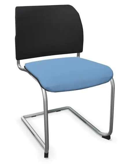 Freischwinger ohne Armlehnen, Sitz gepolstert, Netzrücken, Gestell weißaluminium in  aus der Kategorie Objektstühle