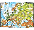 Wandkarte Europa, phys.(Vorderseite), stumm (Rückseite),155x144cm,