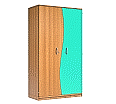Wellentürenschrank, 190 cm hoch, 105x50 cm (B/T), Tür rechts aquagrün,