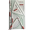 Gerätetafel-Satz mit magnetischen Geräten, mit Dezimeterlineal, Zirkel, Winkelmesser,