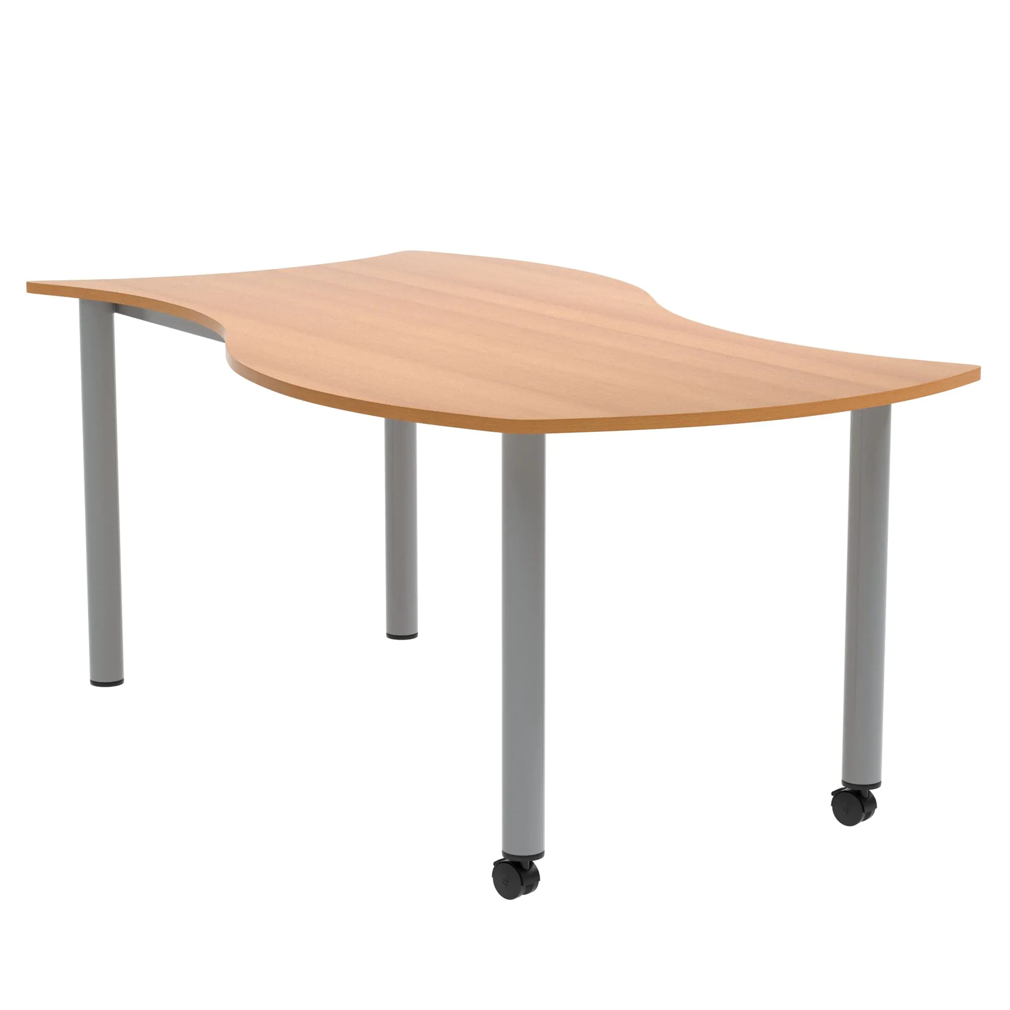 Wellentisch Rechteck, 160x80 (B/T), 72 cm hoch, fahrbar, (2 Füße mit Rollen),