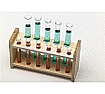 Reagenzglasgestell, mit  6 Bohrungen bis 19 mm und 6 Bohrungen bis 12 mm Durchmesser,