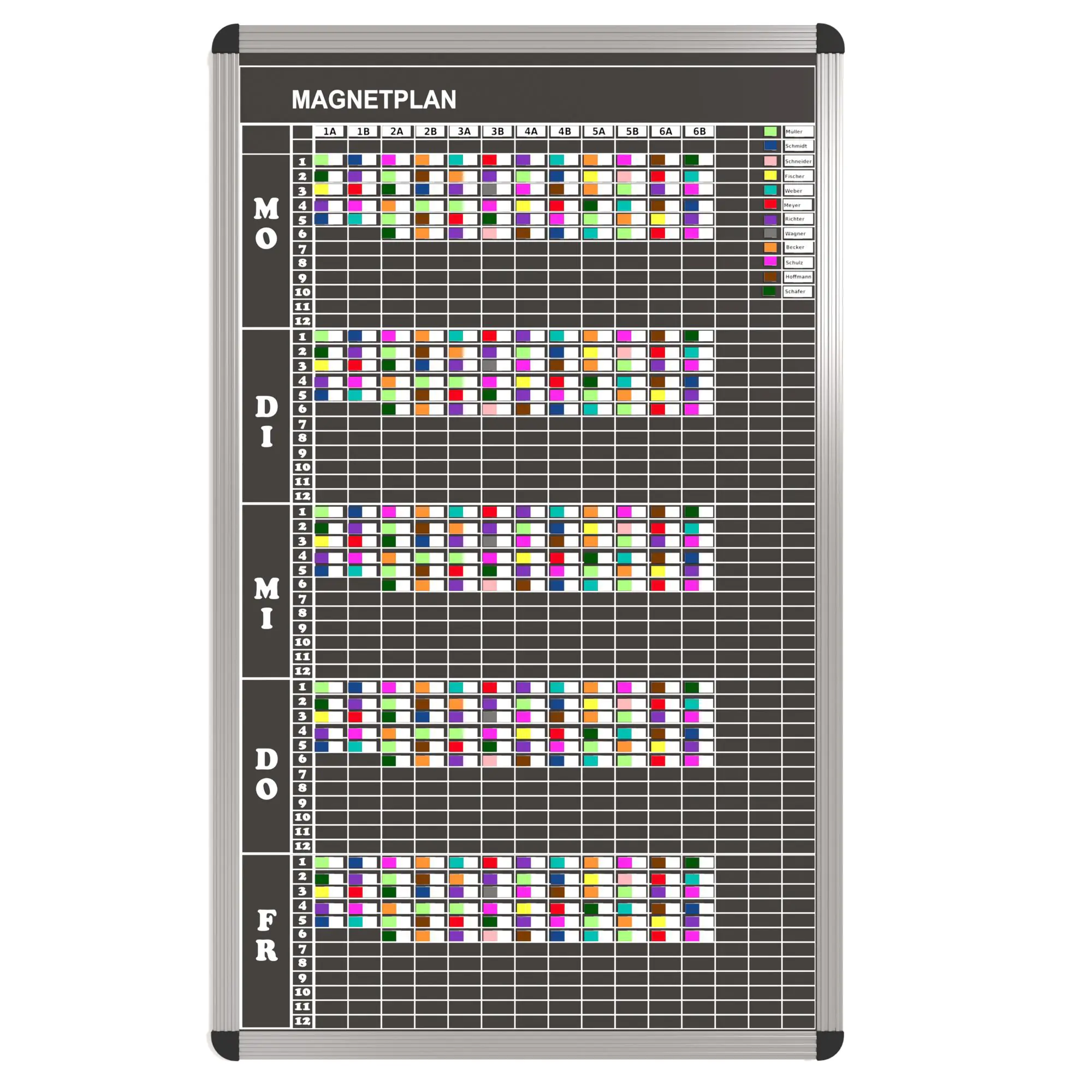 Klassen-Plantafel, 12 Stunden Mo-Fr, für 15 Klassen, 123x77 cm, aus der Kategorie Klassenplan-Tafeln 12h