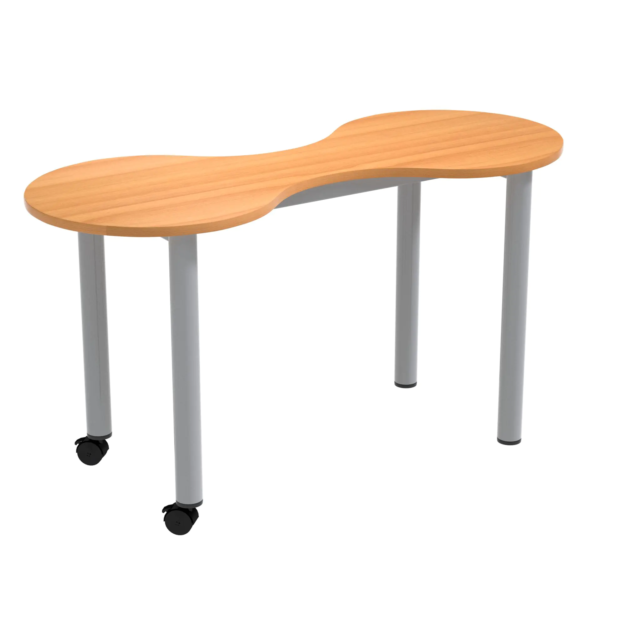 Kleeblatt 2er Tisch, 118x49 cm (B/T), Höhe wählbar, fahrbar, aus der Kategorie Kleeblatttische