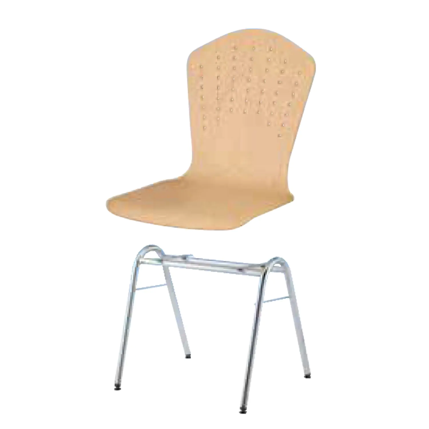 Holz-Schalenstuhl, Gestell 4-Fuß, Chrom, aus der Kategorie Gestell Metall/Chrom - Schale Holz