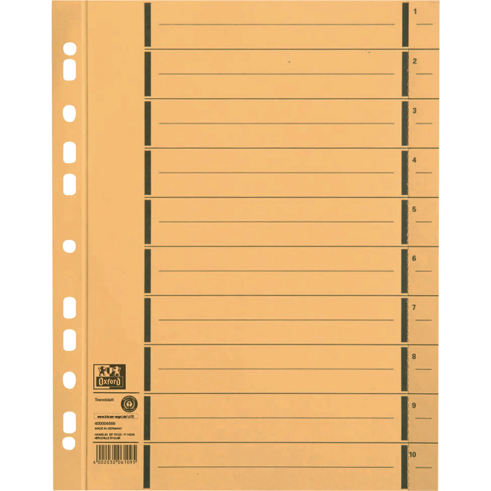 Oxford Trennblatt DIN A4 250g Karton ge 100 St. aus der Kategorie Register
