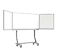 Klapp-Schiebetafel fahrbar, Mittelfläche 200x100 cm, Stahl weiß aus der Kategorie fahrbare Klapp-Schiebe-Tafeln
