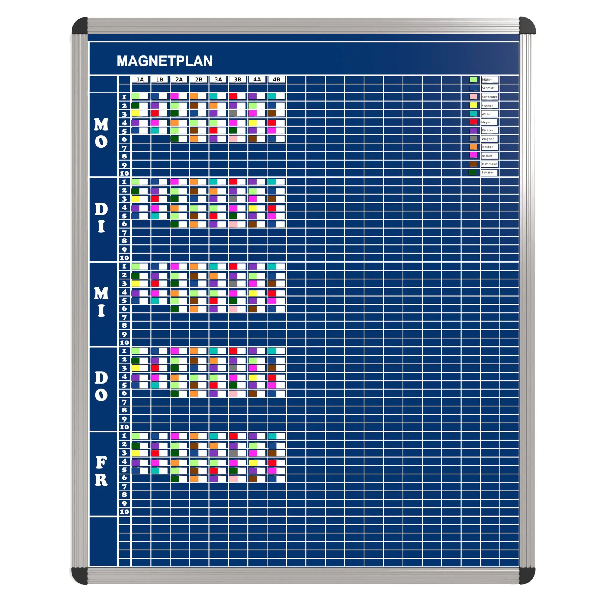 Klassen-Plantafel, 10 Stunden Mo-Fr, für 20 Klassen, 103x97 cm, aus der Kategorie Klassenplan-Tafeln 10h