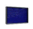 Info-Wandvitrine,  69 cm hoch, 97x5,4 cm (B/T), Rückwand blauer Stoff, aus der Kategorie Vitrinen