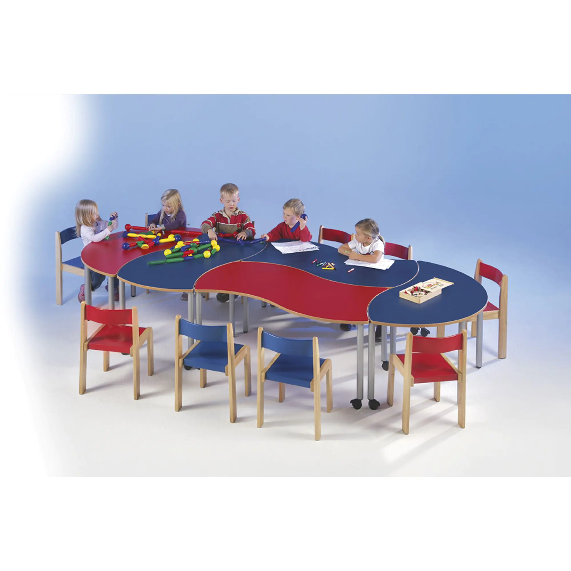 Wellentisch Rechteck, 160x80 (B/T), 72 cm hoch, fahrbar, (2 Füße mit Rollen), aus der Kategorie Wellentische