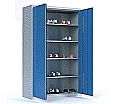 Schuhschrank aus Stahl, 195 cm hoch, 120x40 cm (BxT), Dreh-Türen, aus der Kategorie Garderoben für Schuhe