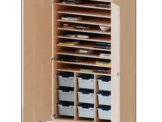 Bastelschrank, 5 OH, 2-türiger Schrank mit 9 hohen Boxen, B/H/T 104,5x190x65cm aus der Kategorie Papierschränke