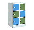 Schließfachschrank aus Stahl, 105 cm hoch,  62x50 cm (B/T), 6 Fächer, 2-spaltig, aus der Kategorie Schließfachschränke STAHL