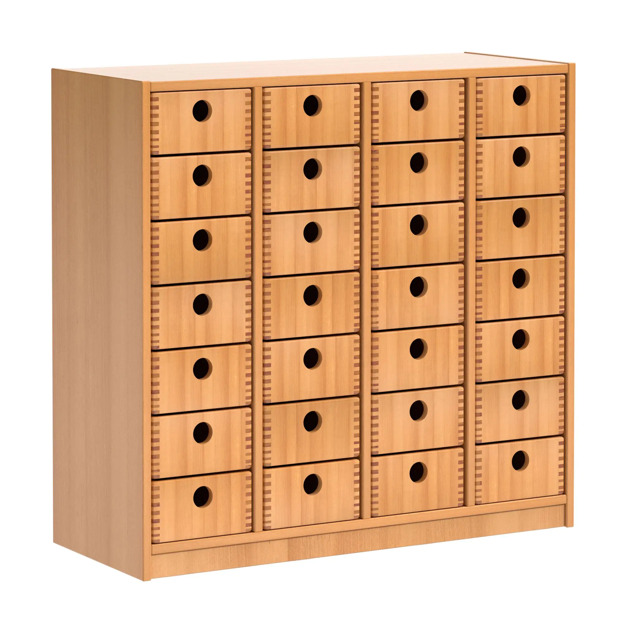 Schrank mit 28 Massivholzkästen,  98 cm hoch, 100x40 cm (B/T), aus der Kategorie Massivholzschränke