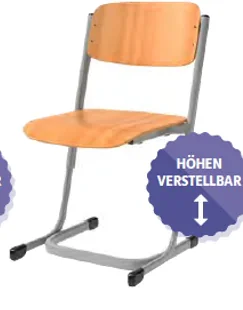 Schülerstuhl, vorn abgerundete Sitzfläche, Doppel-U-Fuß, höhenverstellbar 34-46 cm, aus der Kategorie Schülerstühle