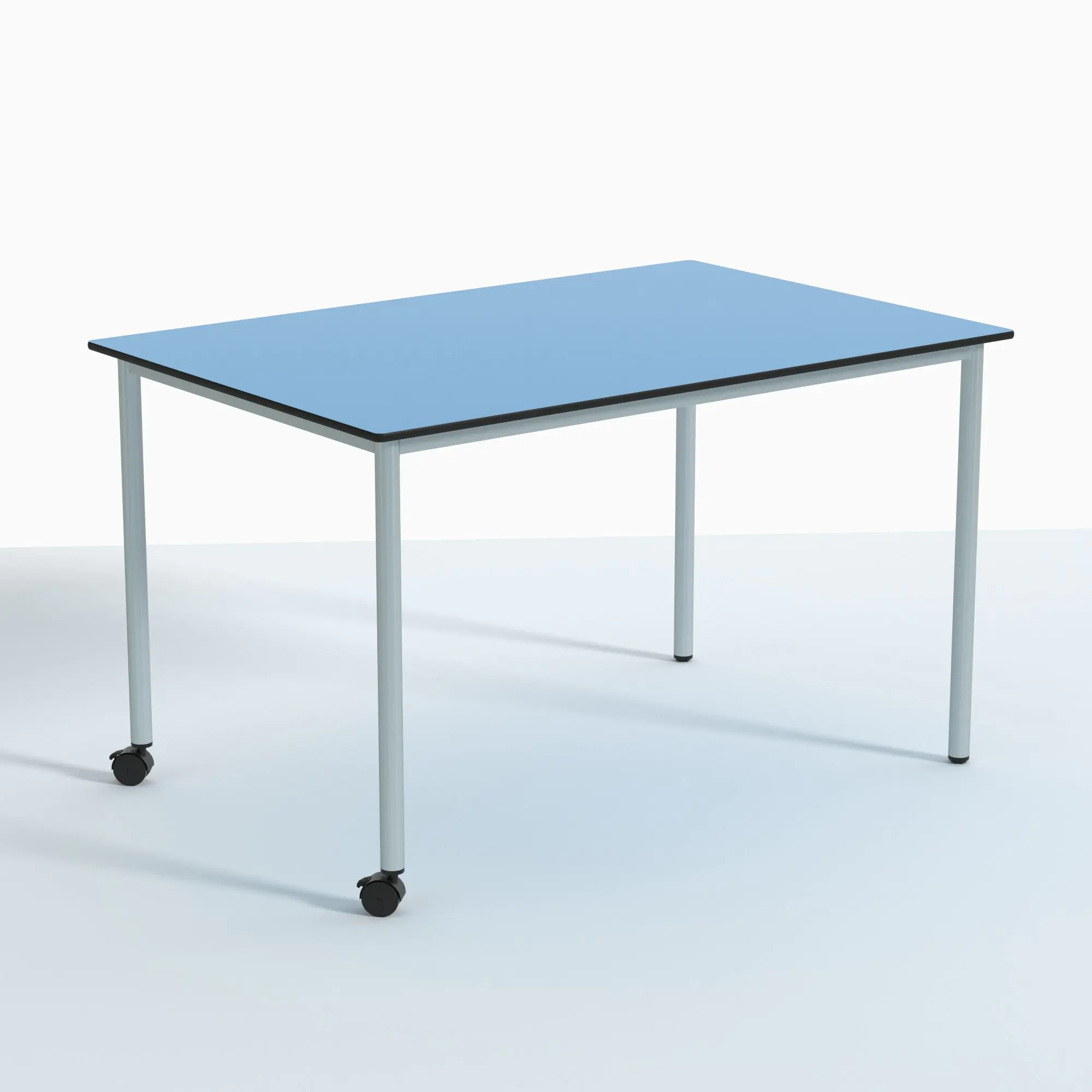 Rechtecktisch, 120x80 cm (B/T), 72 cm hoch, fahrbar (2 Füße mit Rollen), aus der Kategorie Rechtecktische