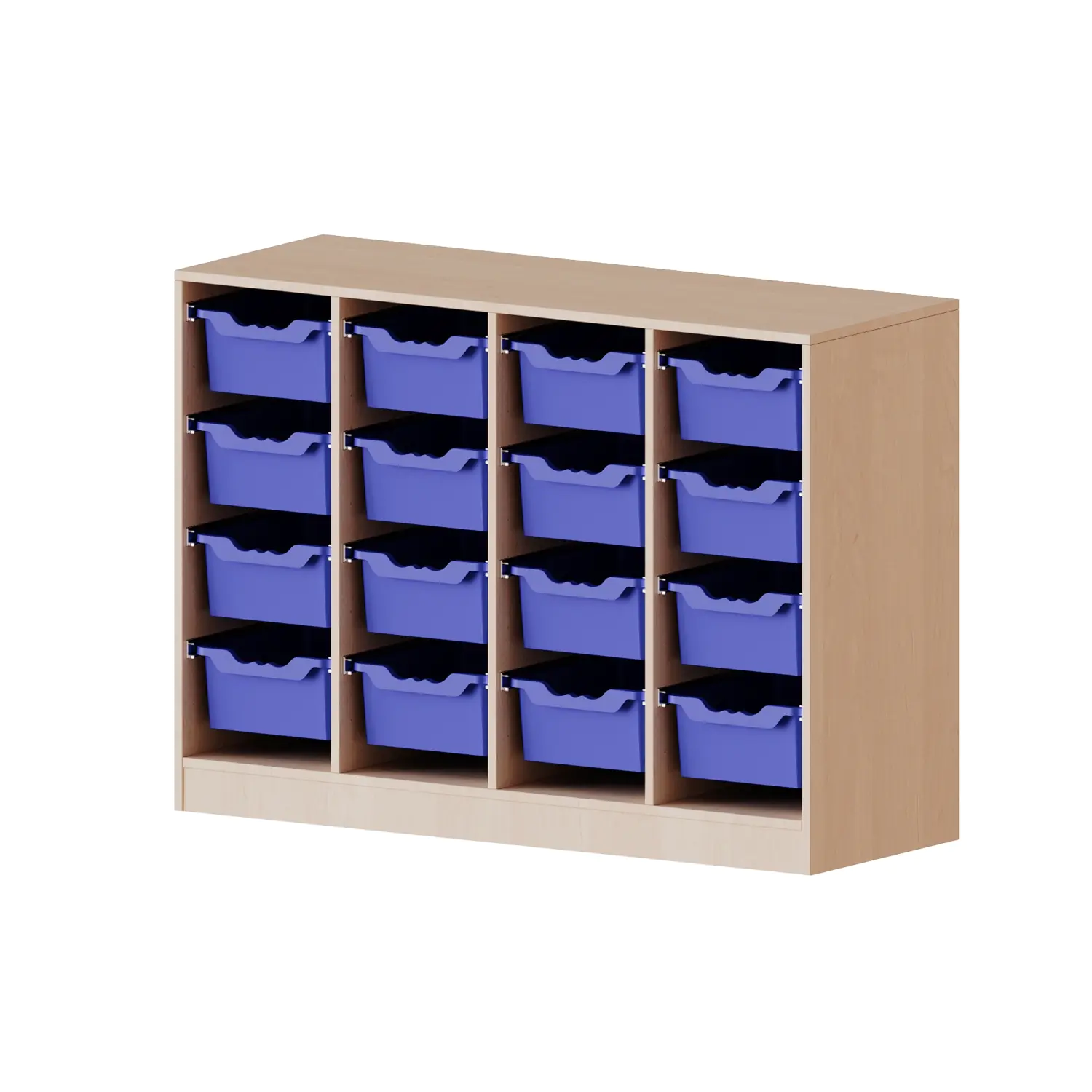 ErgoTray Regal, 4reihig, 2,5 OH,  16 hohe Boxen, B/H/T 138,7x100x50cm aus der Kategorie Klassenraumregale