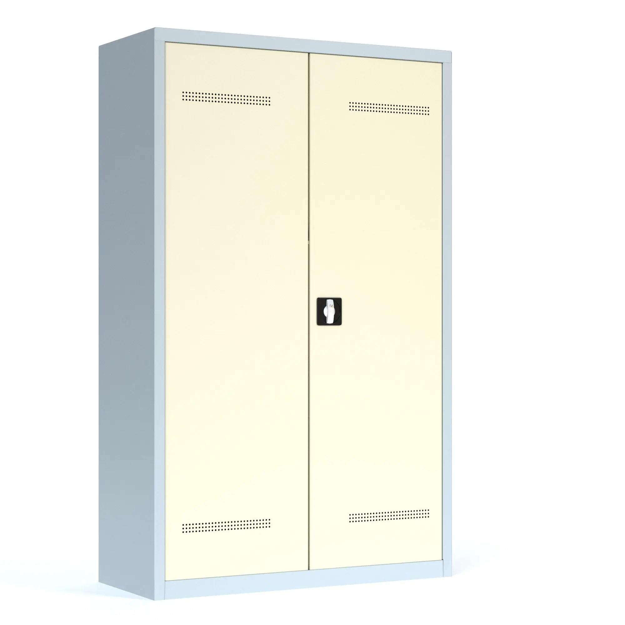 Schuhschrank aus Stahl, 195 cm hoch, 120x40 cm (BxT), Dreh-Türen, aus der Kategorie Taschen- & Schuhaufbewahrung 