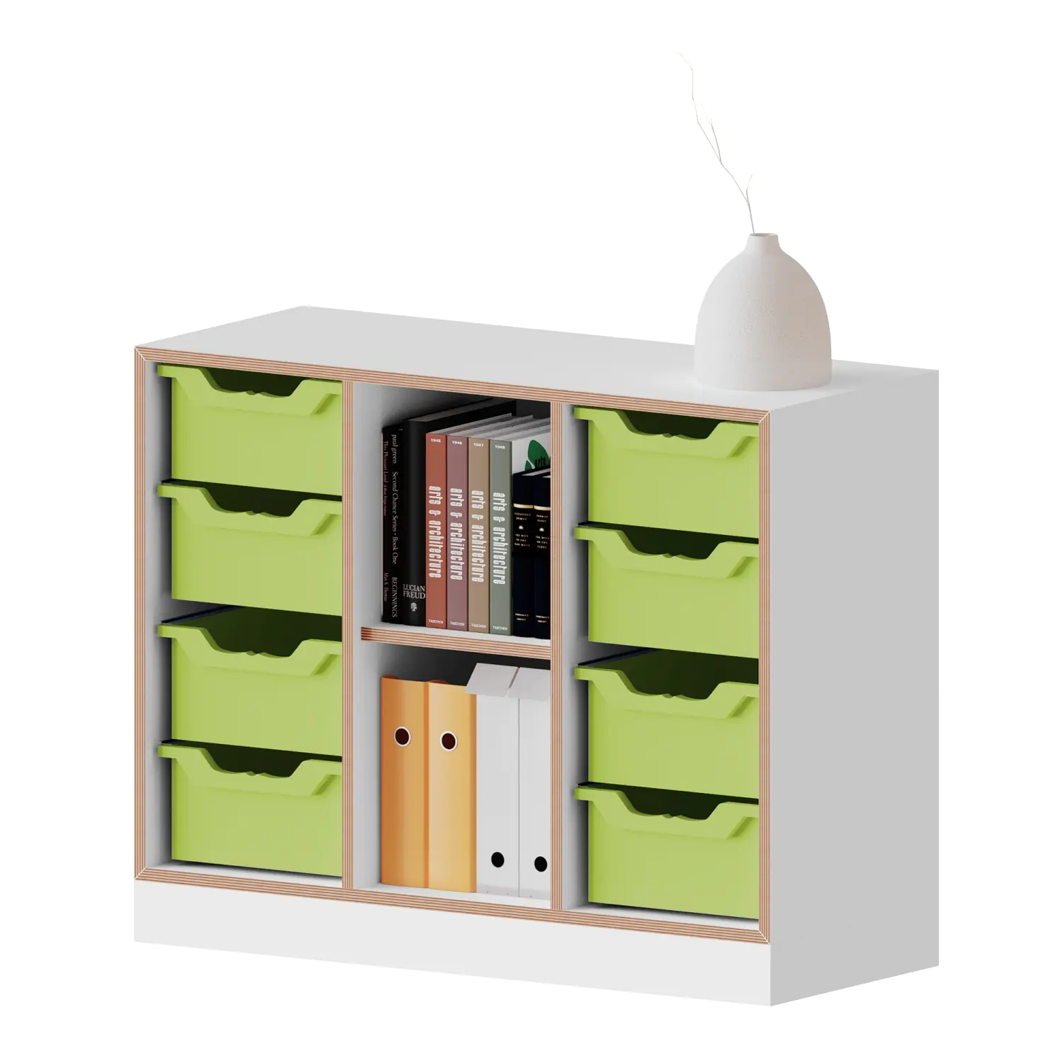 qickly® Regal, 2 OH, 8 große Ergo Tray Boxen, B/H/T: 104,2x74,3x42,6 cm aus der Kategorie Regale Schnelllieferprogramm