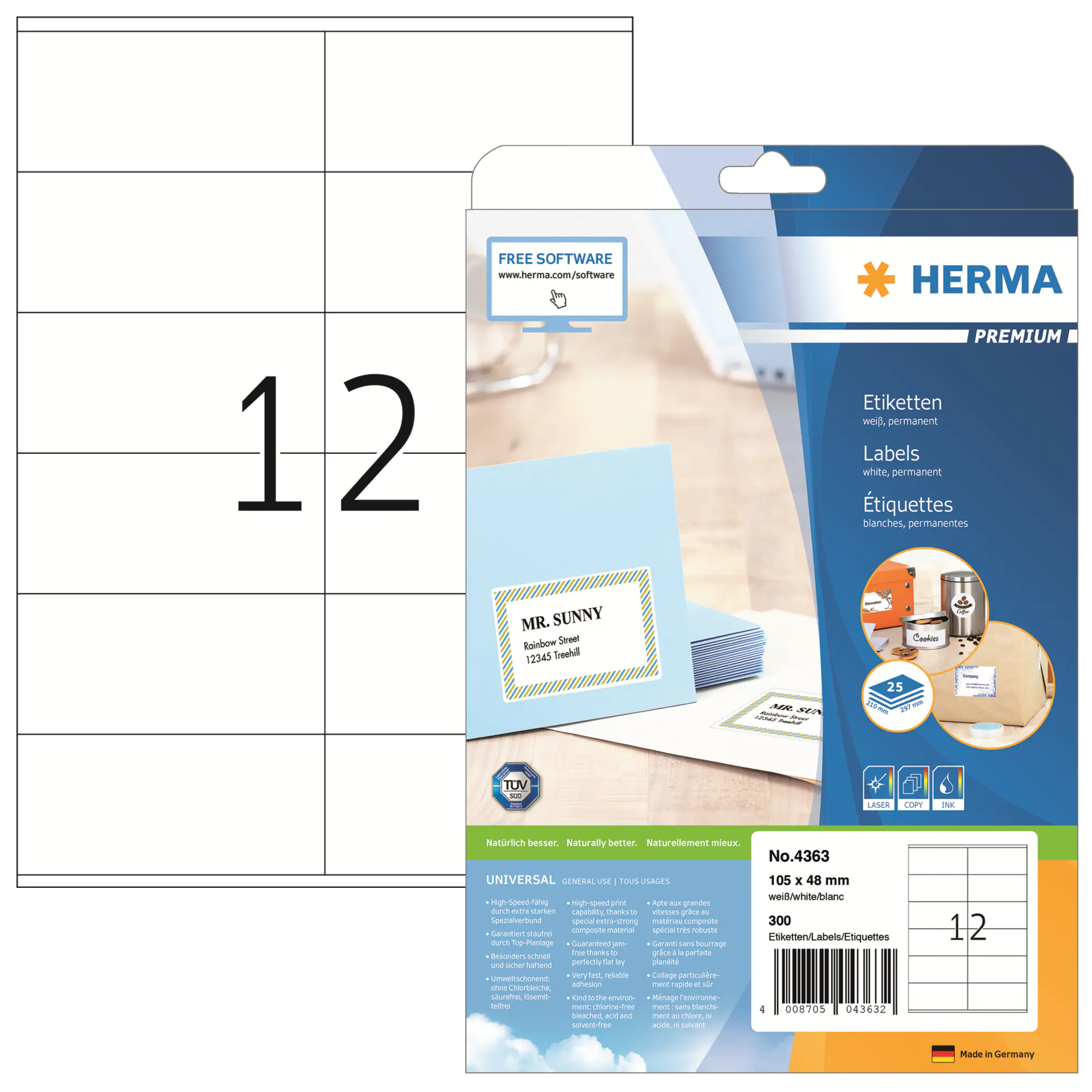 Herma Etikett 105x48mm ws 300St aus der Kategorie Etiketten
