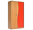 Wellentürenschrank, 190 cm hoch, 105x50 cm (B/T), Tür rechts rot,