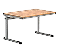 Schultisch, Kufenform, 120x80 cm (B/T), offener Blechkabelkanal, mit Steckdose und Kabel aus der Kategorie Schüler- und Lehrertische