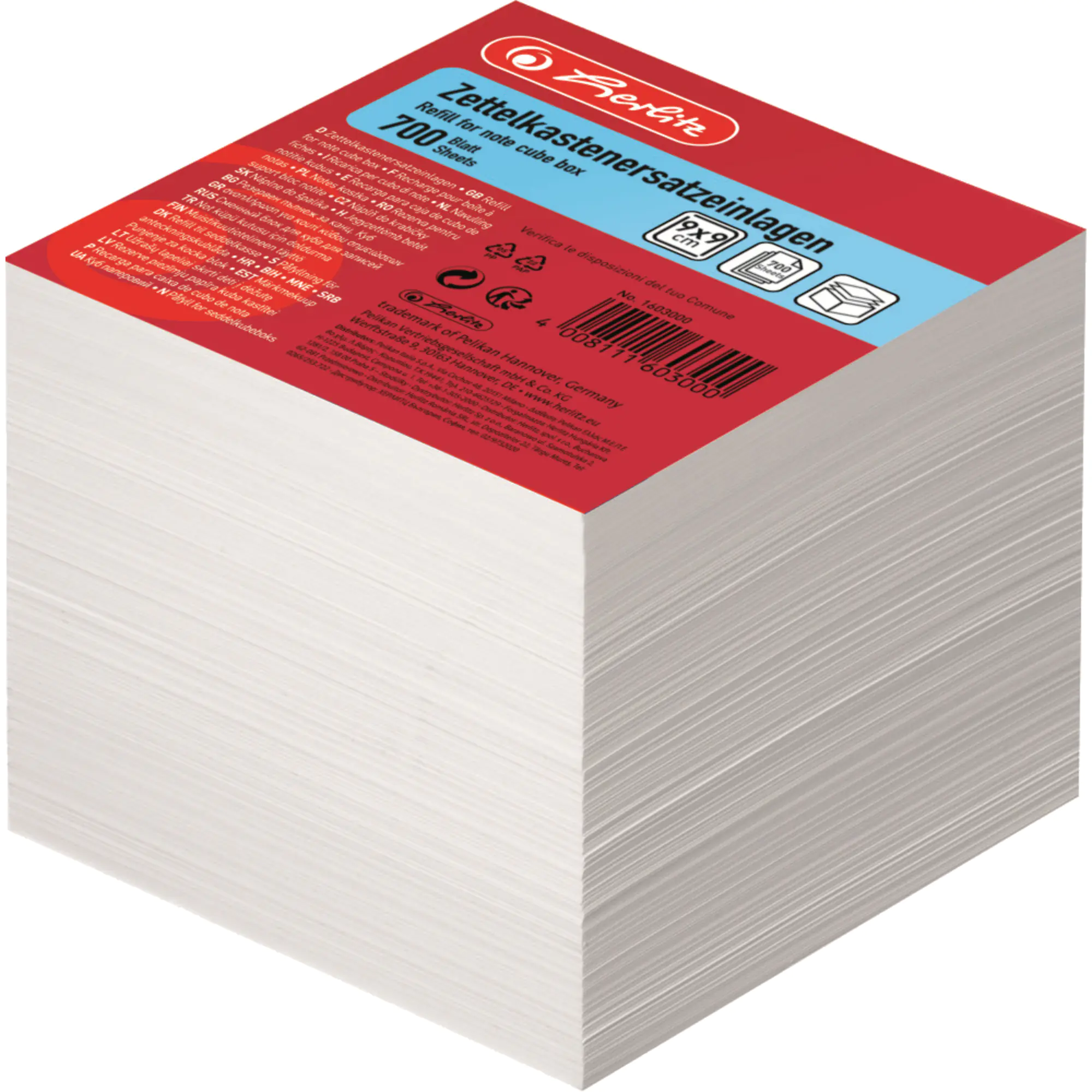 Herlitz Zettelboxeinlage 9x9cm 80g ws 700Bl. aus der Kategorie Haftnotizen & Notizzette