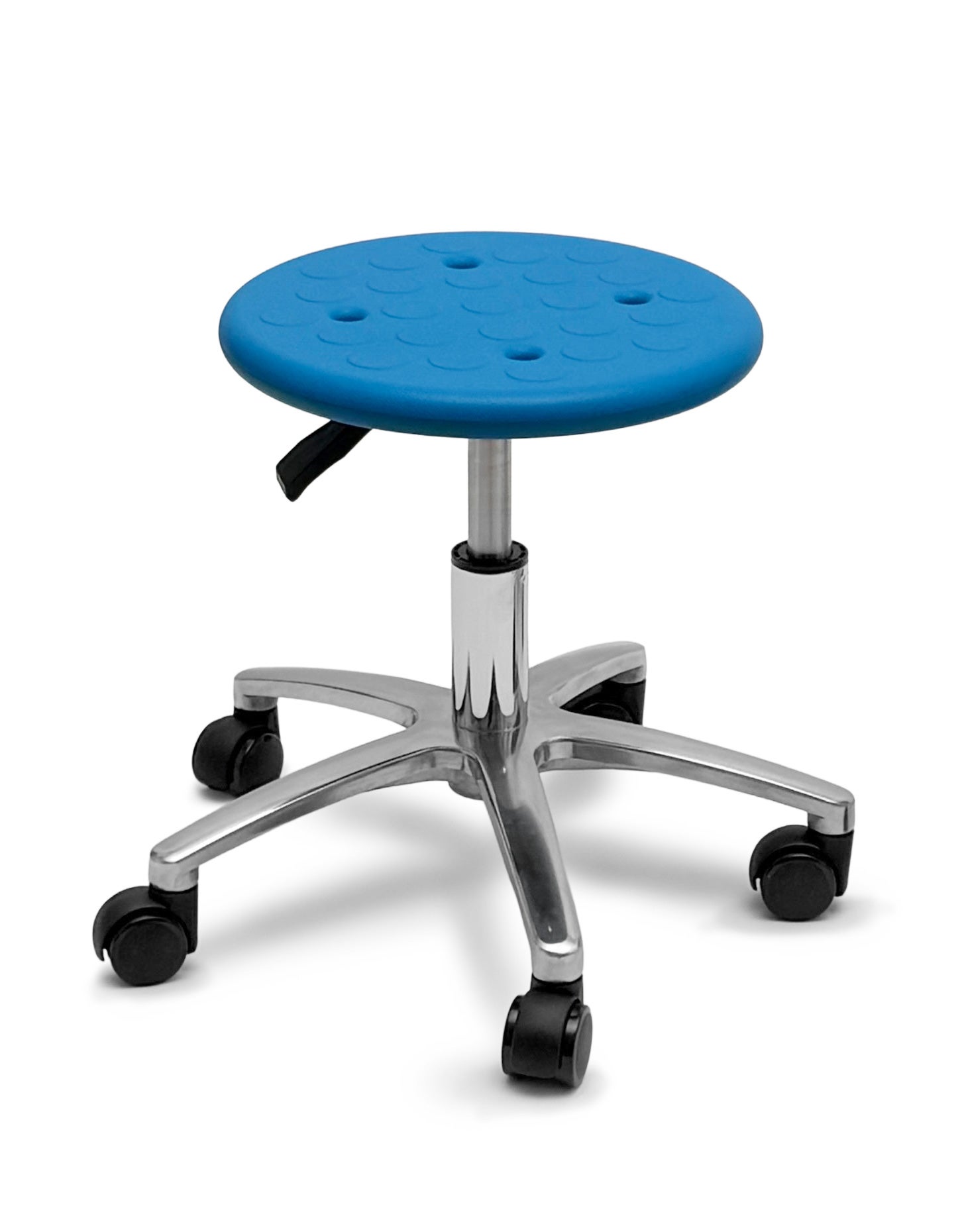 Hocker höhenverstellbar 34 bis 40 cm, sehr robuste Sitzfläche aus PU in blau aus der Kategorie Sitzmöglichkeiten für Erzieher und Erzieherinnen