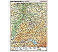 Wandkarte Baden-Württemberg, phys.(Vorderseite), polit.(Rückseite), 147x202cm aus der Kategorie Wandkarten Bundesländer