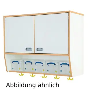 Garderobenablage als Hängeschrank, 2 Türen Mittelwand, 2 Einlegeböden aus der Kategorie wandmontierte Garderoben