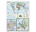 Wandkarte Deutschland und Europa in der Welt, 120x160 cm, aus der Kategorie Wandkarten Geographie