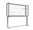 Vitrine, freistehend, 195 cm hoch, 200x40 cm (B/T),