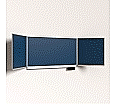 Klapp-Schiebetafel wandmontiert, Mittelfläche 200x100 cm, Stahlemaille blau aus der Kategorie wandmontierte Klapp-Schiebe-Tafeln