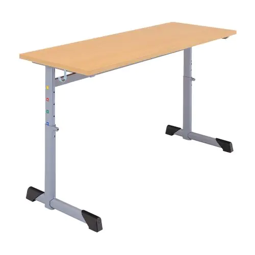 Zweierschülertisch, höhenverstellbar 58-82cm, ABS Kante, 2 Mappenhaken aus der Kategorie Schülertische