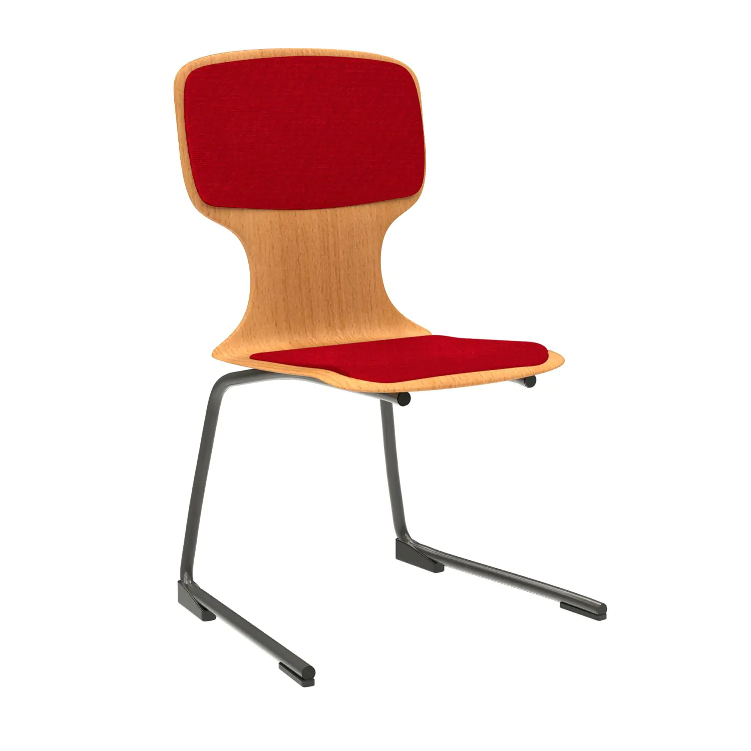 Freischwinger ohne Armlehne, mit Sitz- und Rückenpolster, Rundrohrgestell, aus der Kategorie Objektstühle