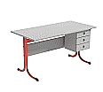 Lehrertisch, 130x65 cm (B/T), 76 cm hoch, Platte: Melamin, ABS-Kante