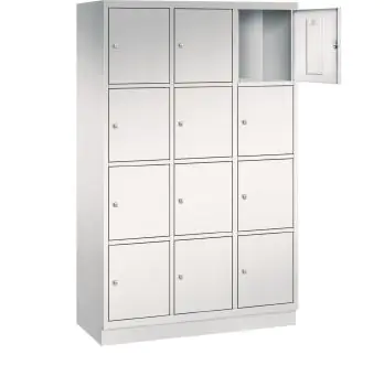 Schließfachschrank mit Stahlblechsockel, B/H/T 122,5x195x50, 3x4 Fächer