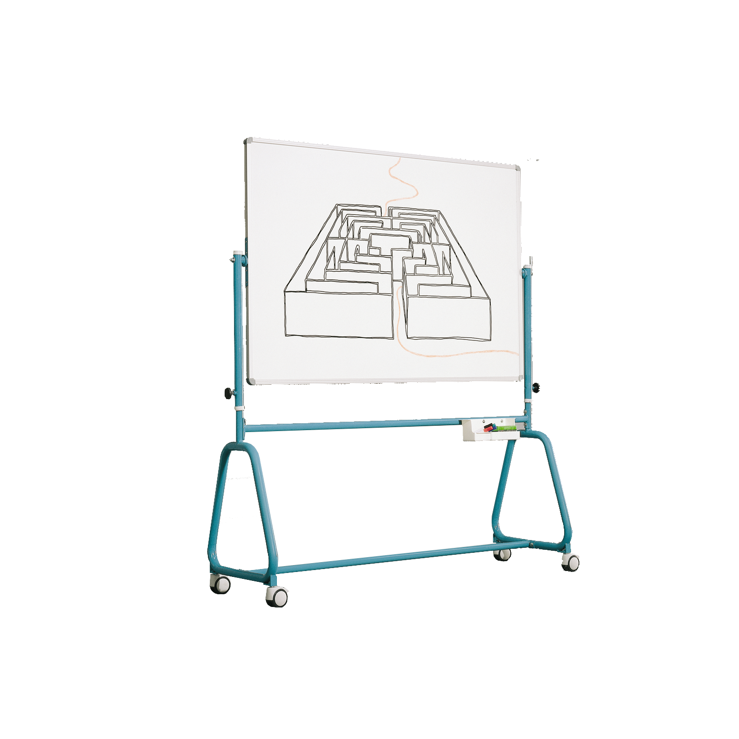 Drehtafel fahrbar, 150x120 cm, Rundrohrgestell, beidseitig Stahlemaille weiß,