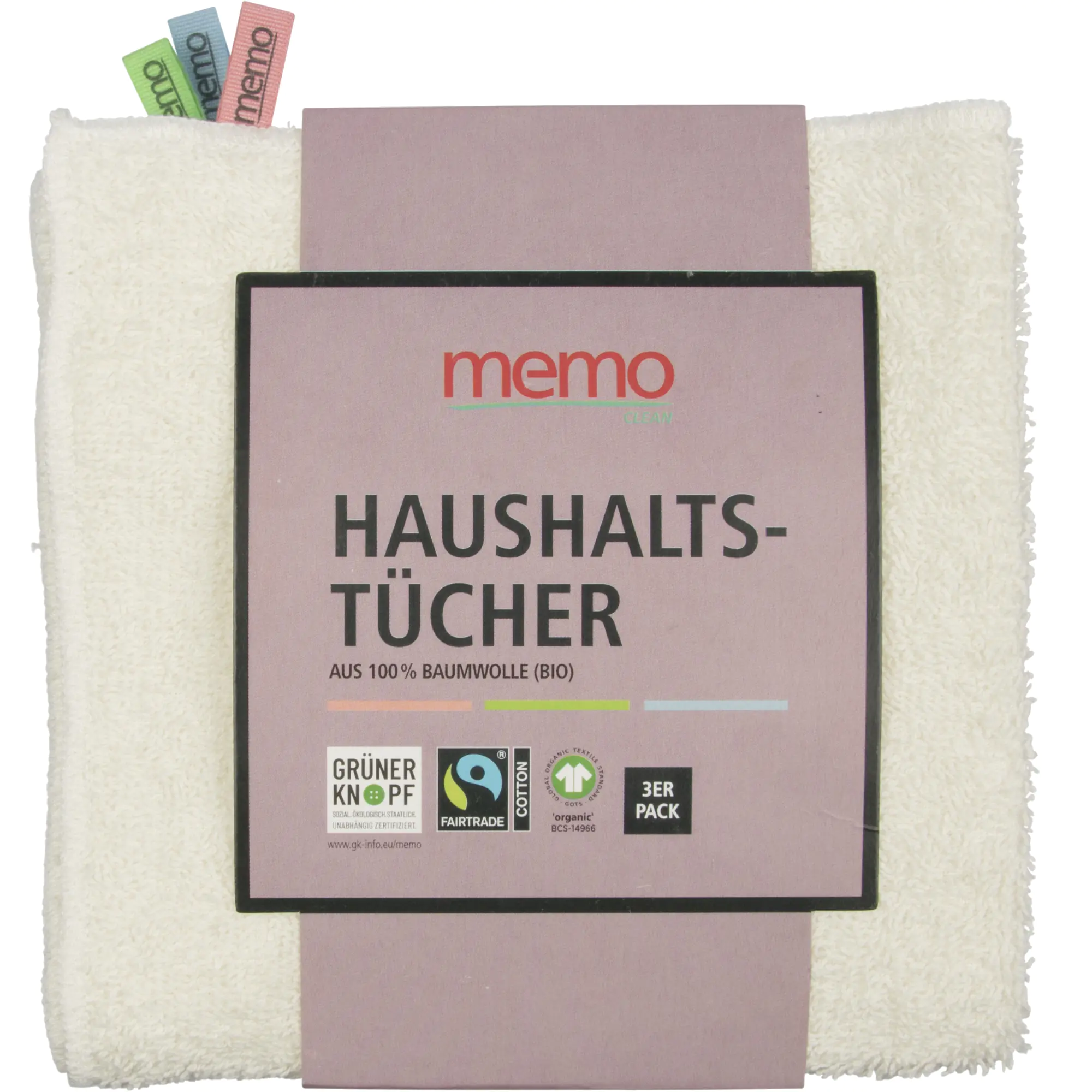 memo Haushaltsreinigungstuch Farbfähnchen 3St. aus der Kategorie Schwämme & Tücher