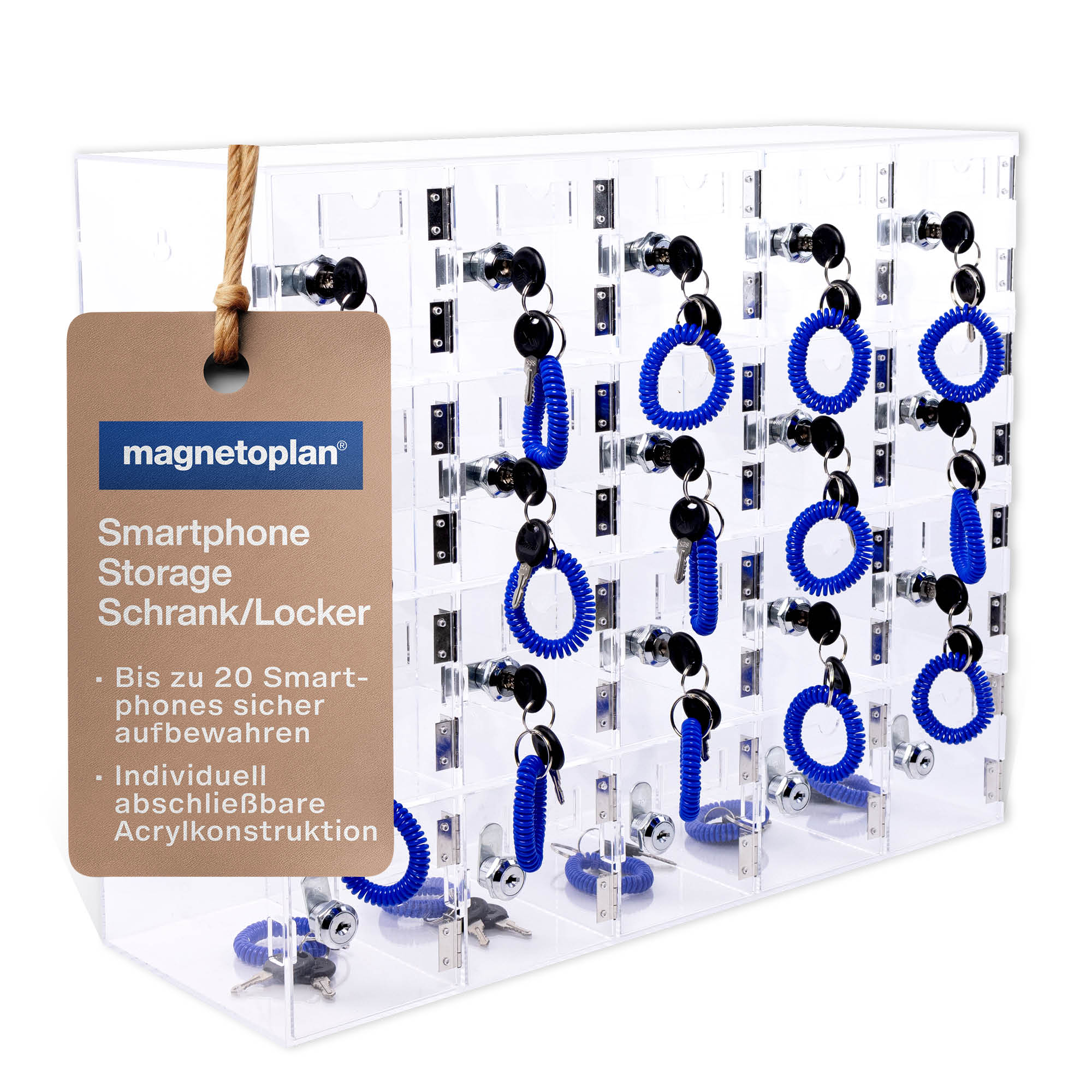 Magnetoplan Smartphone Storage Schrank Acryl, für 20 Smartphones, zur Wandmontage aus der Kategorie Smartphone Aufbewahrung