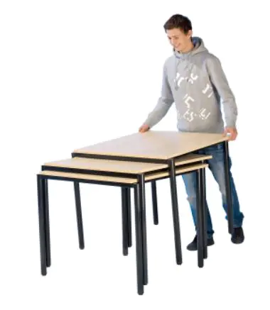 Tisch Stack-O-Flex, B/T 80x60 cm Melamin 19mm, fahrbar mit 2 Rollen, stapelbar   aus der Kategorie Kita - & Schulmöbel