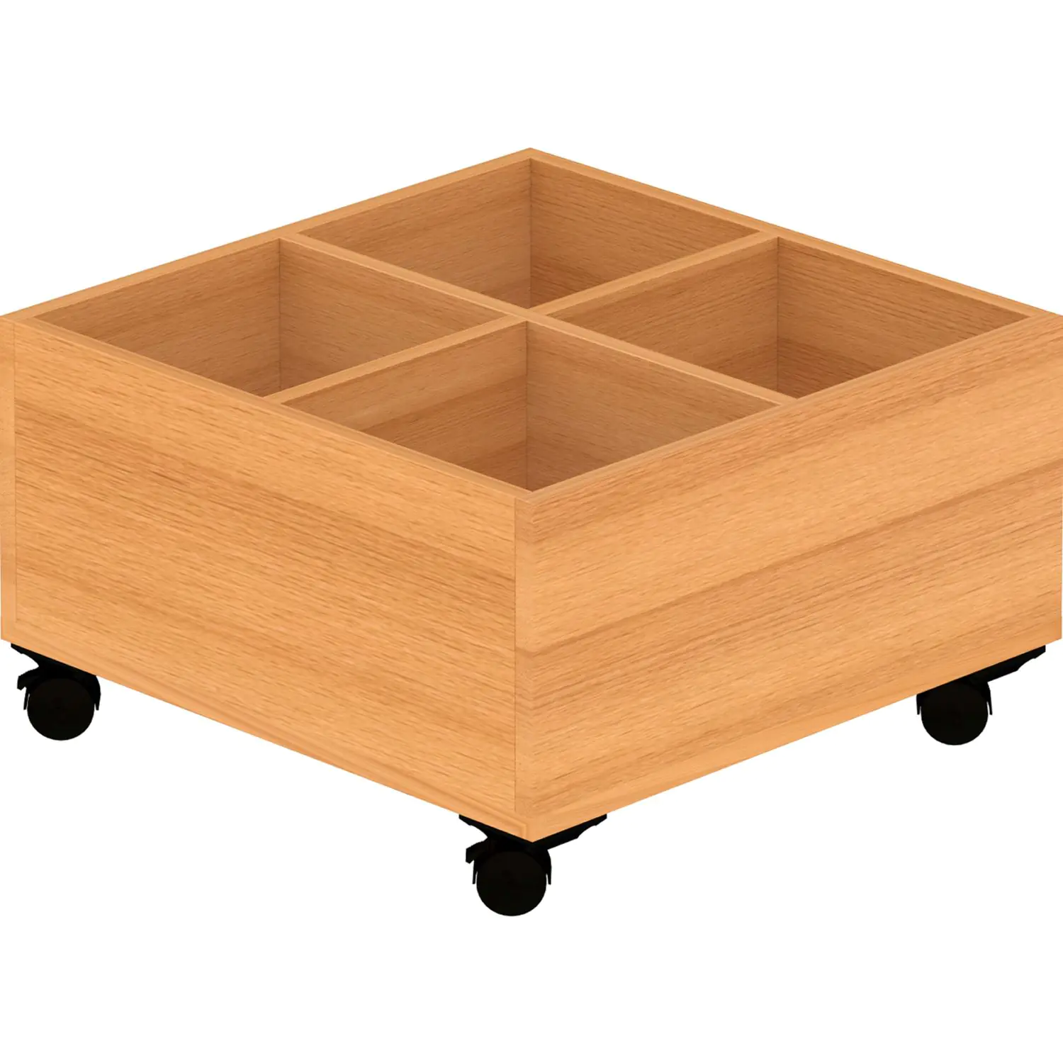 Bücherwagen,  35 cm hoch, 60x60 cm (B/T), 4 Fächer aus der Kategorie Kleinmöbel