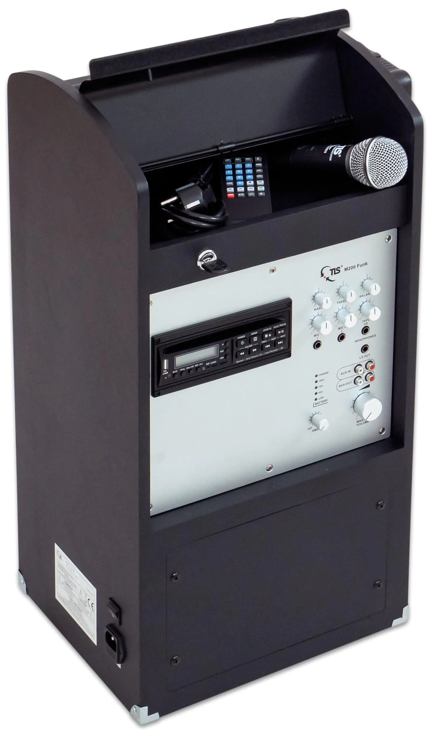 TLS M200 Funk, USB + AUX-IN, abschließbares Ablagefach, Akkubetrieb-Funktion aus der Kategorie C) ab 100 Watt
