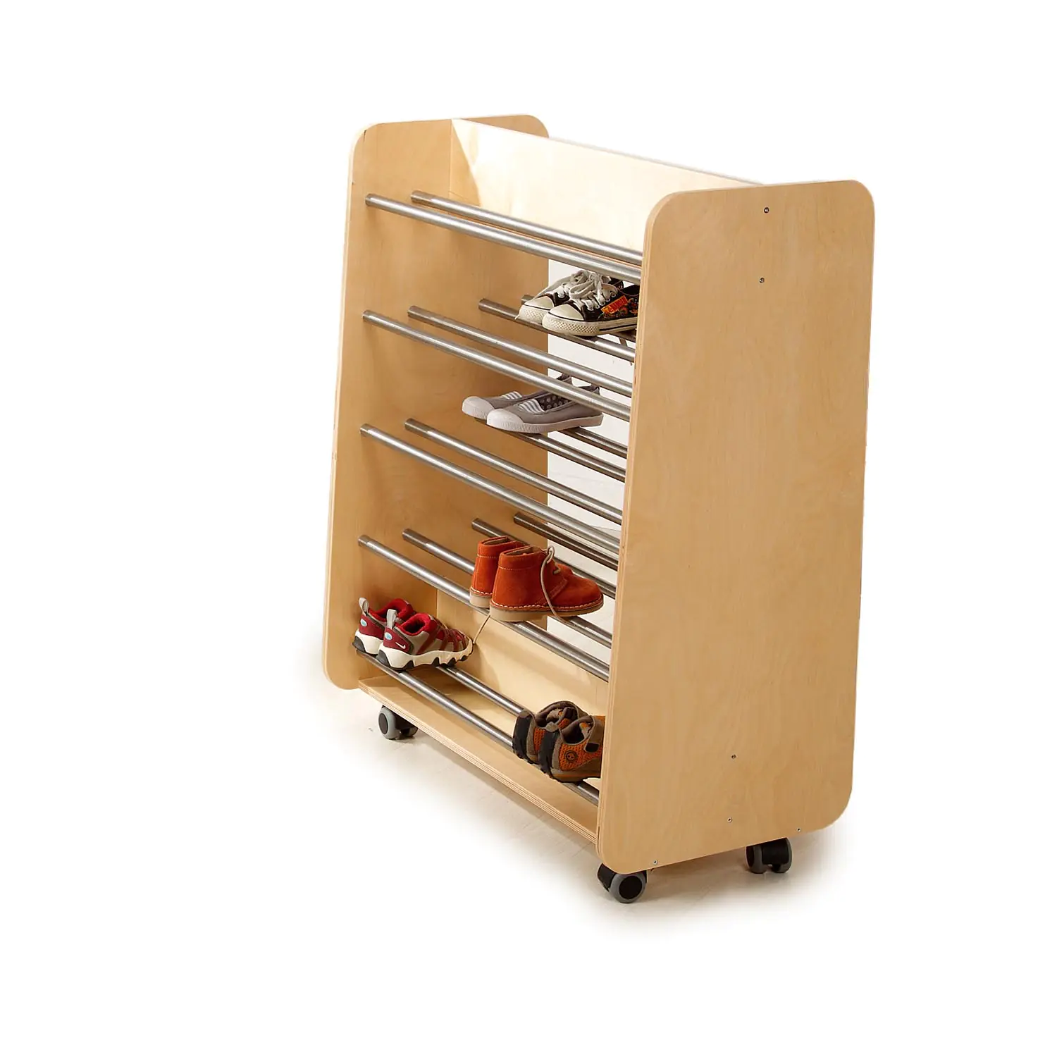 Schuhwagen für bis zu 40 Paar Schuhe, B/H/T 42 x 90 x 76 cm,  Buche Multiplex natur
  aus der Kategorie freistehende Garderoben